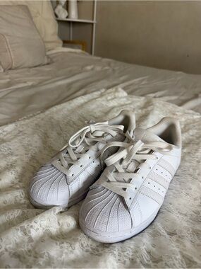 adidas White Classic Shell-Toe Sneakers